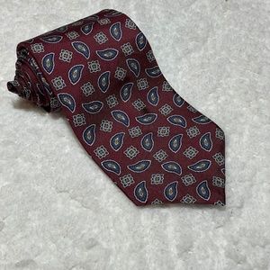 𝅺tie Tree Mens Tie Silk Red Paisley Print